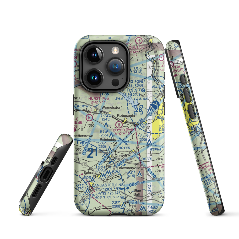 Boyer Airport (28PA) VFR Sectional  Tough iPhone Case iPhone 15 Pro model shown