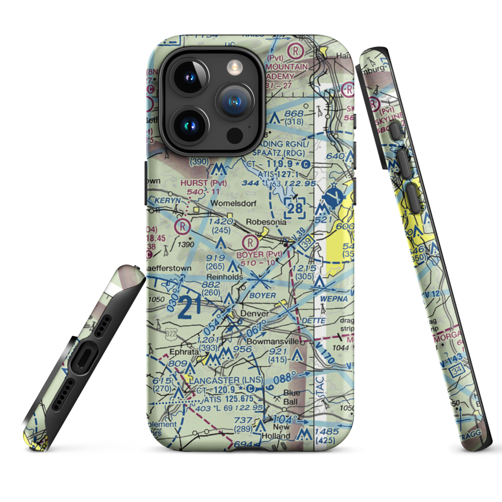 Boyer Airport (28PA) VFR Sectional  Tough iPhone Case iPhone 15 Pro Max model shown