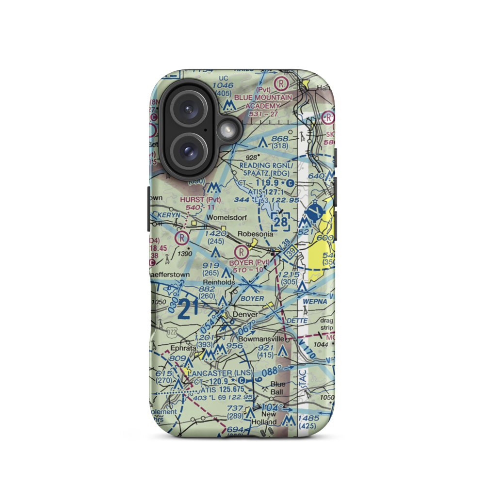 Boyer Airport (28PA) VFR Sectional  Tough iPhone Case iPhone 16 model shown