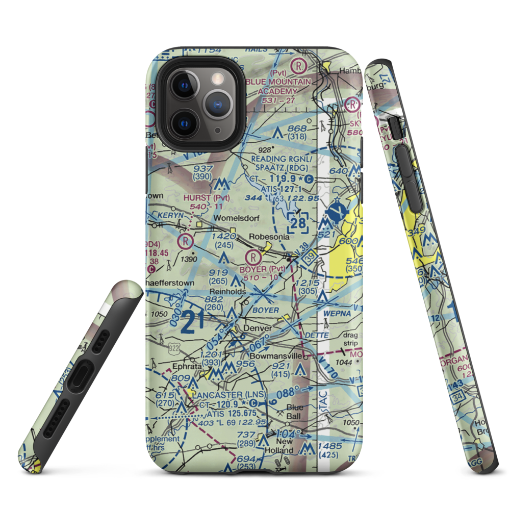 Boyer Airport (28PA) VFR Sectional  Tough iPhone Case iPhone 11 Pro Max model shown