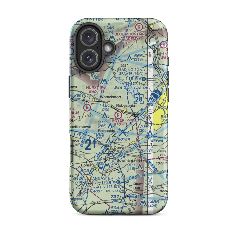 Boyer Airport (28PA) VFR Sectional  Tough iPhone Case iPhone 16 Plus model shown