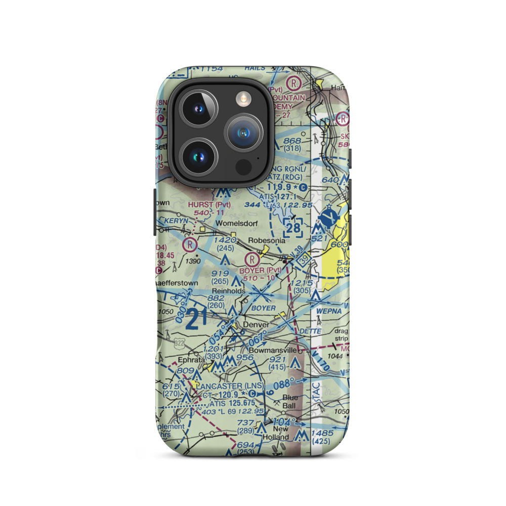 Boyer Airport (28PA) VFR Sectional  Tough iPhone Case iPhone 16 Pro model shown