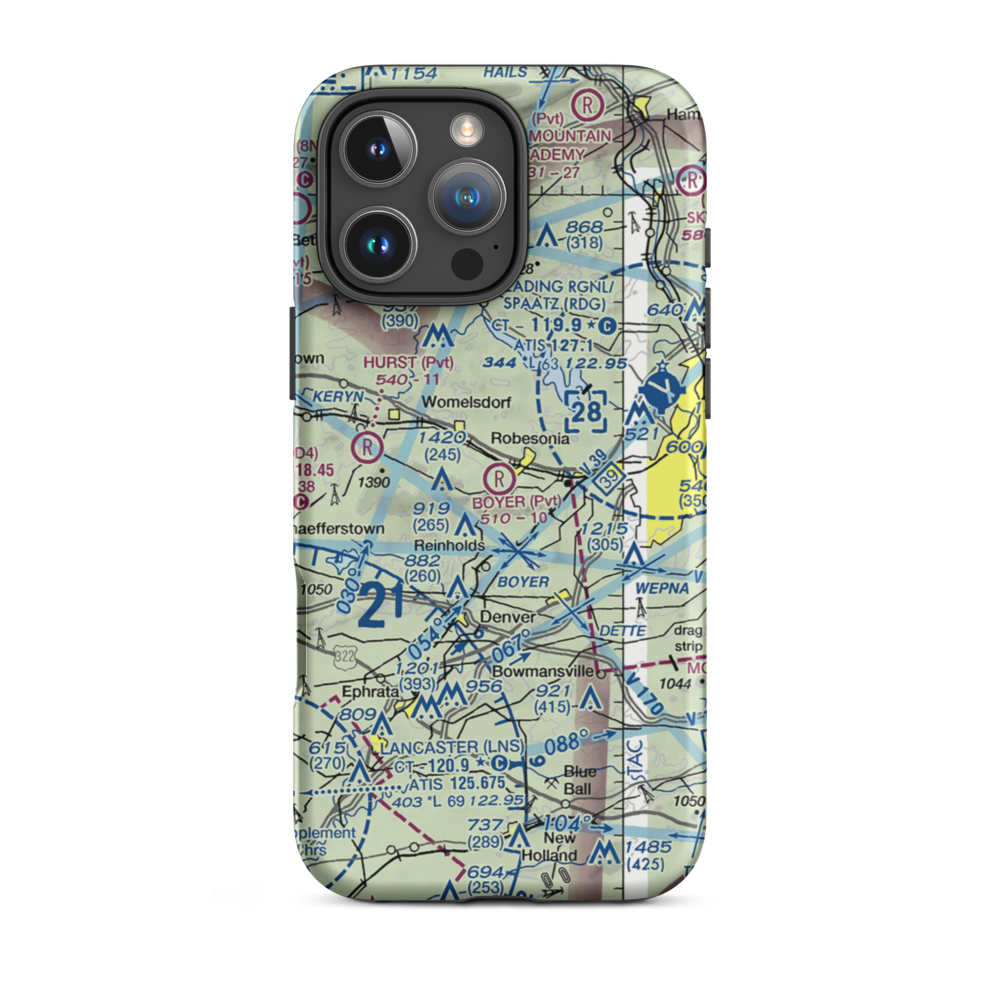 Boyer Airport (28PA) VFR Sectional  Tough iPhone Case iPhone 16 Pro Max model shown