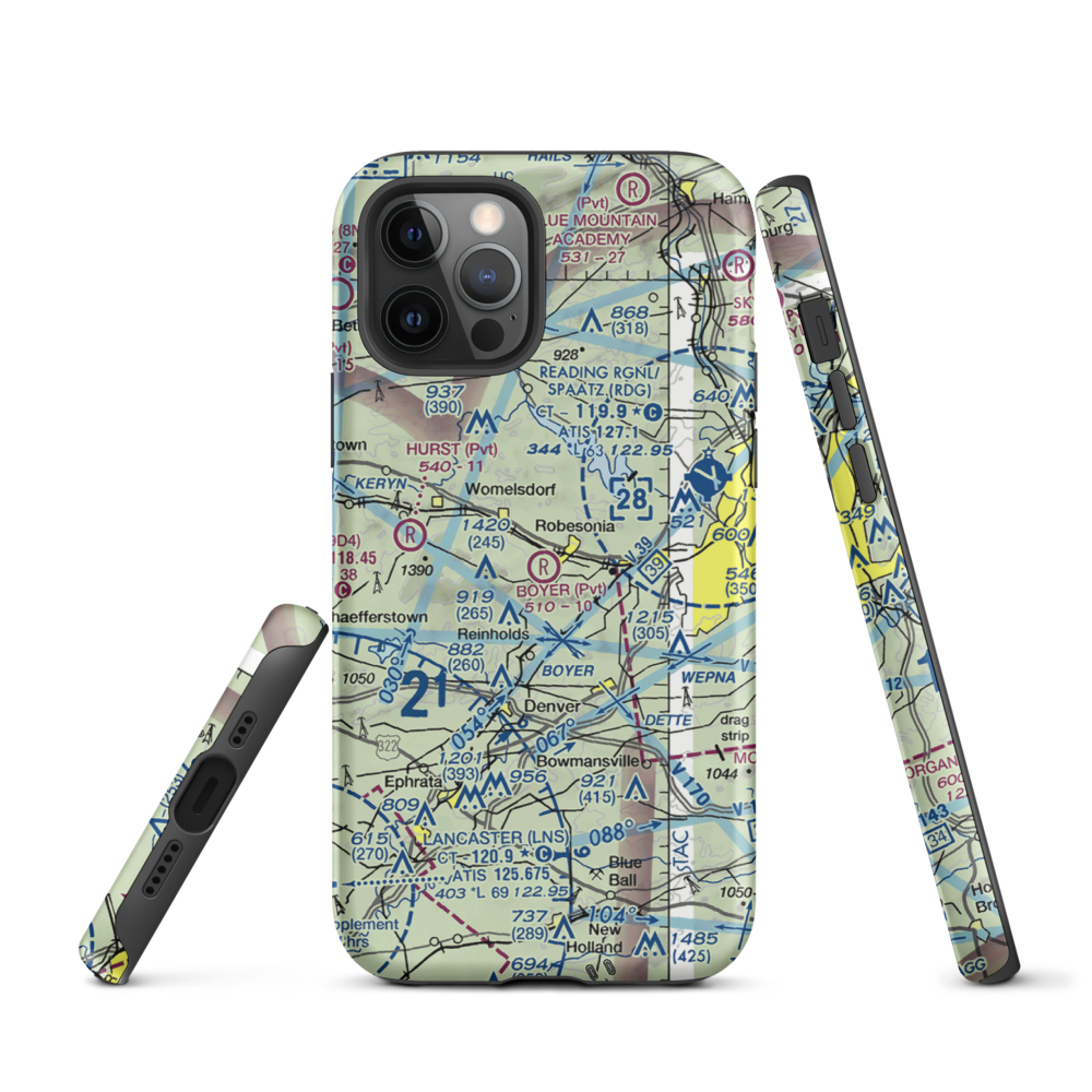 Boyer Airport (28PA) VFR Sectional  Tough iPhone Case iPhone 12 Pro model shown