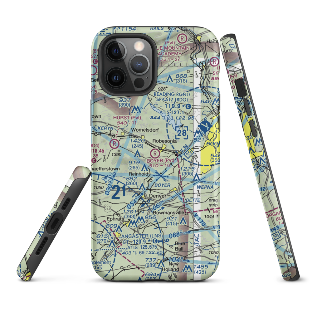 Boyer Airport (28PA) VFR Sectional  Tough iPhone Case iPhone 12 Pro Max model shown
