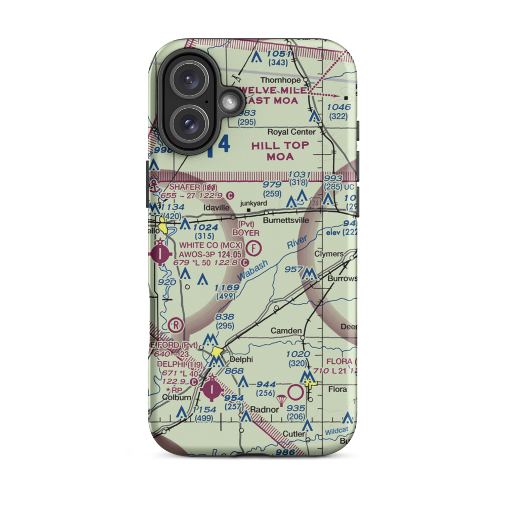 Boyer Flight Park Ultralightport (7W7) VFR Sectional  Tough iPhone Case iPhone 16 Plus model shown