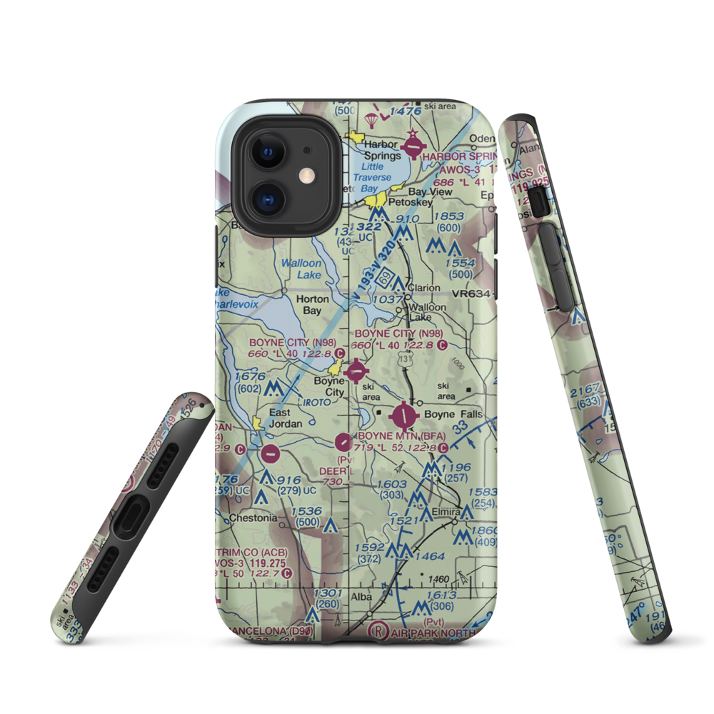 Boyne City Municipal Airport (N98) VFR Sectional  Tough iPhone Case iPhone 11 model shown