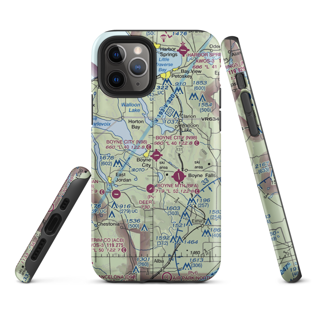 Boyne City Municipal Airport (N98) VFR Sectional  Tough iPhone Case iPhone 11 Pro model shown