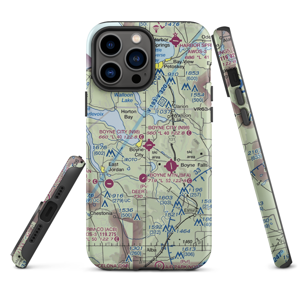 Boyne City Municipal Airport (N98) VFR Sectional  Tough iPhone Case iPhone 13 Pro Max model shown