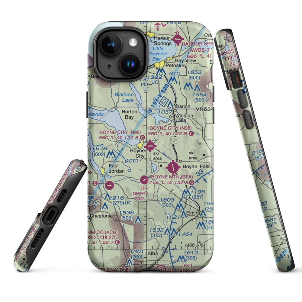 Boyne City Municipal Airport (N98) VFR Sectional  Tough iPhone Case iPhone 15 Plus model shown