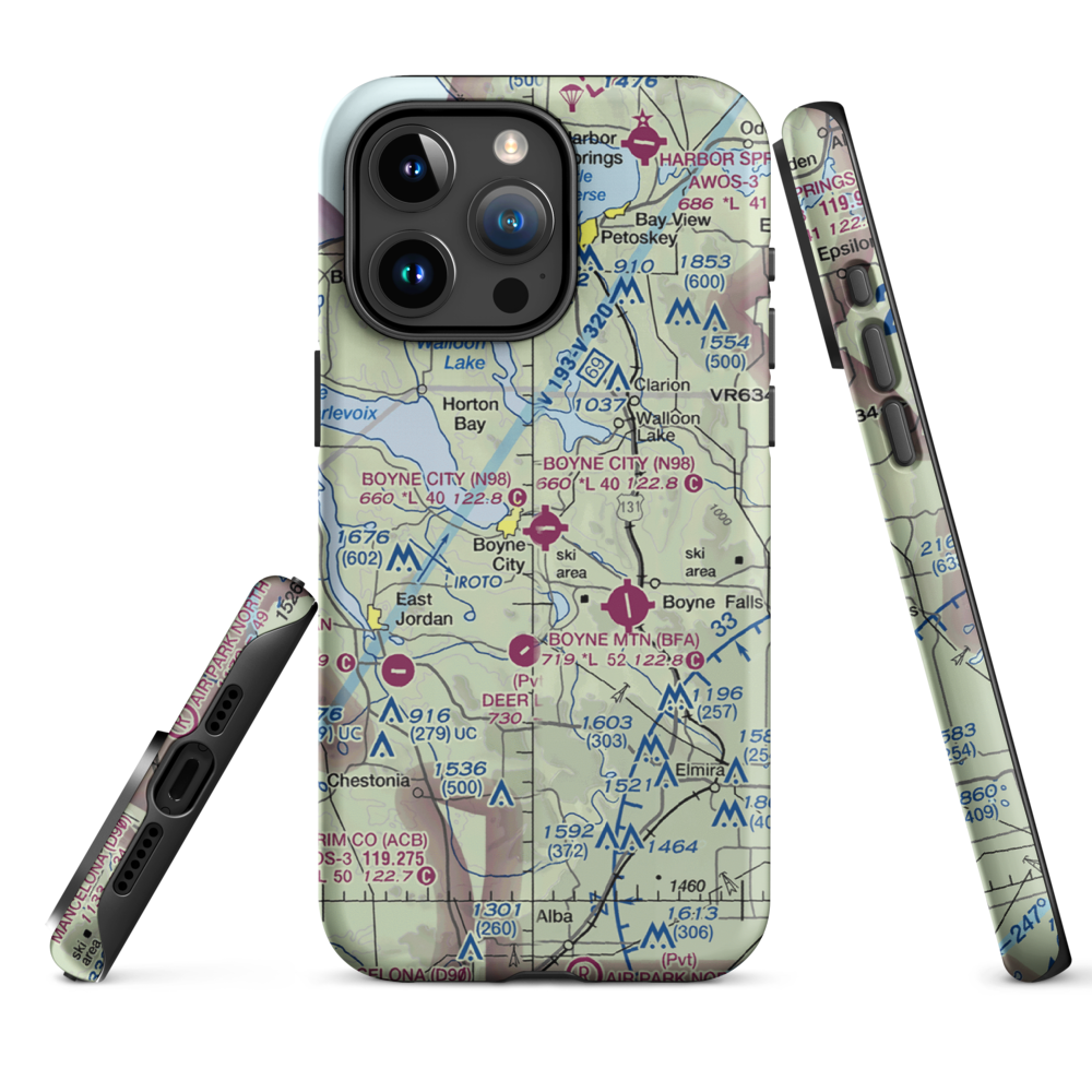 Boyne City Municipal Airport (N98) VFR Sectional  Tough iPhone Case iPhone 15 Pro Max model shown