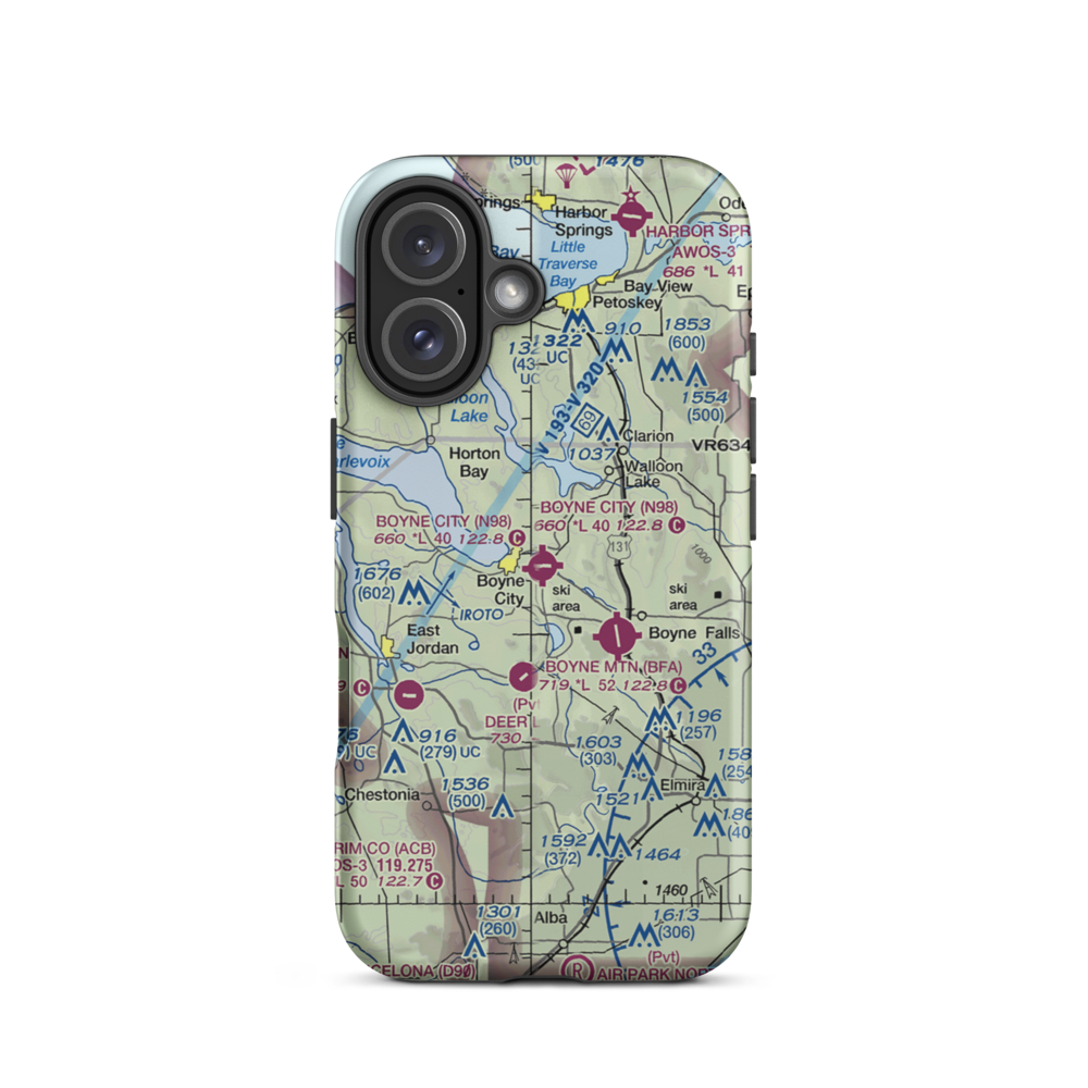 Boyne City Municipal Airport (N98) VFR Sectional  Tough iPhone Case iPhone 16 model shown
