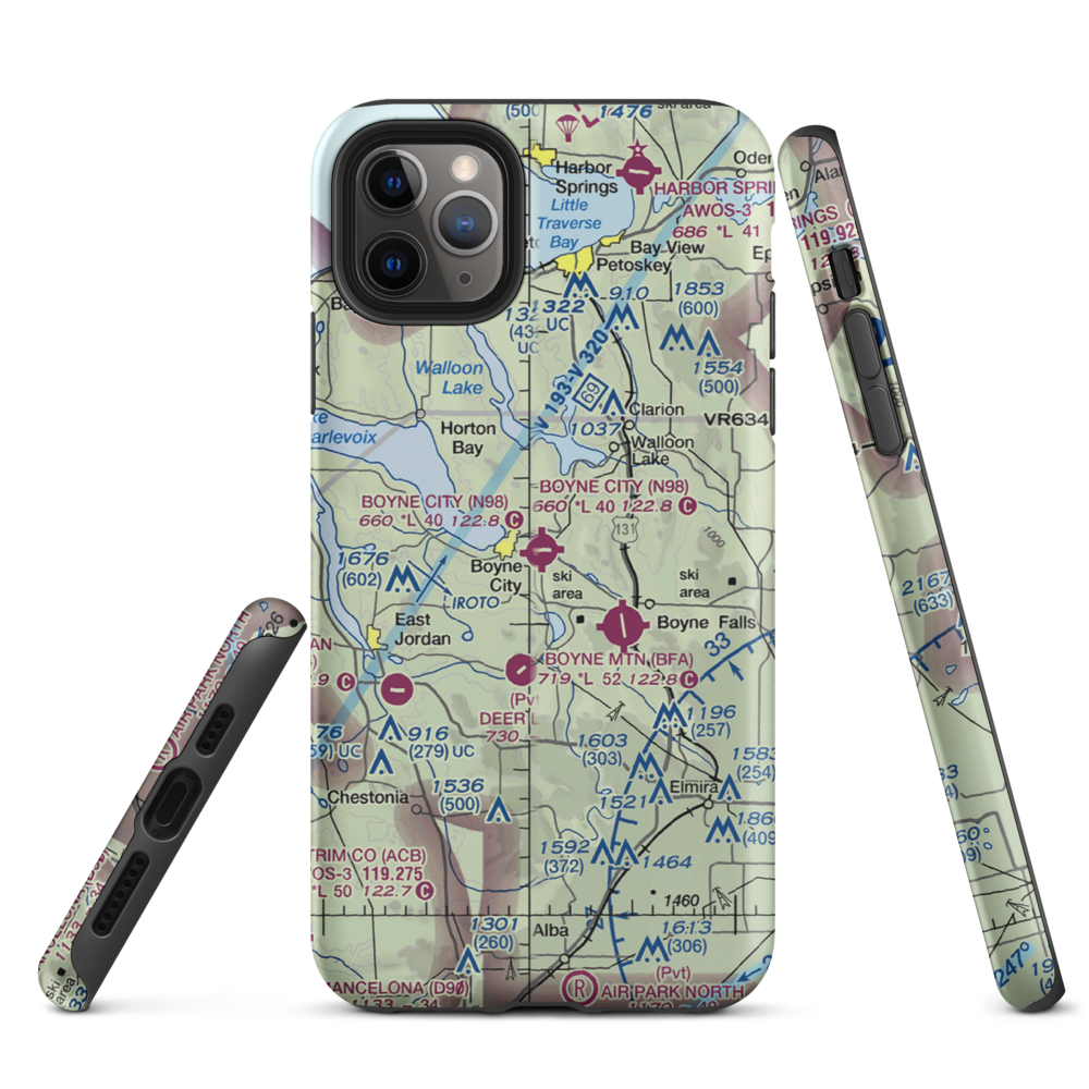 Boyne City Municipal Airport (N98) VFR Sectional  Tough iPhone Case iPhone 11 Pro Max model shown