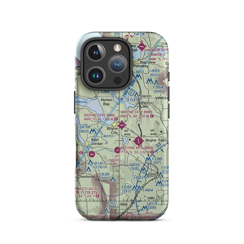 Boyne City Municipal Airport (N98) VFR Sectional  Tough iPhone Case iPhone 16 Pro model shown