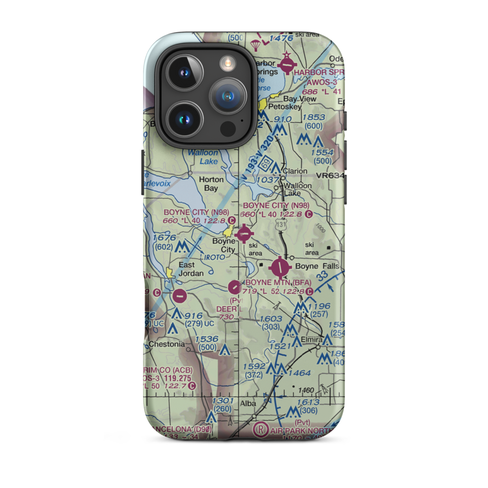 Boyne City Municipal Airport (N98) VFR Sectional  Tough iPhone Case iPhone 16 Pro Max model shown