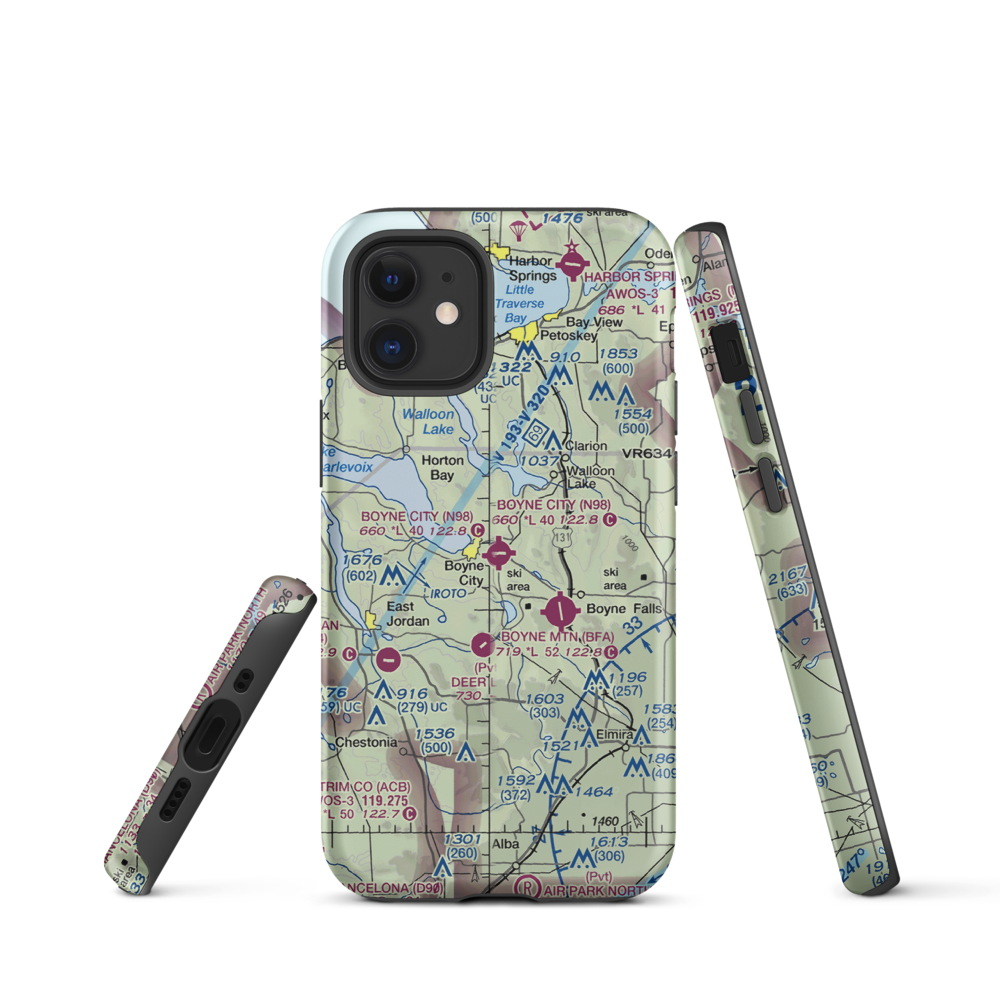 Boyne City Municipal Airport (N98) VFR Sectional  Tough iPhone Case iPhone 12 mini model shown