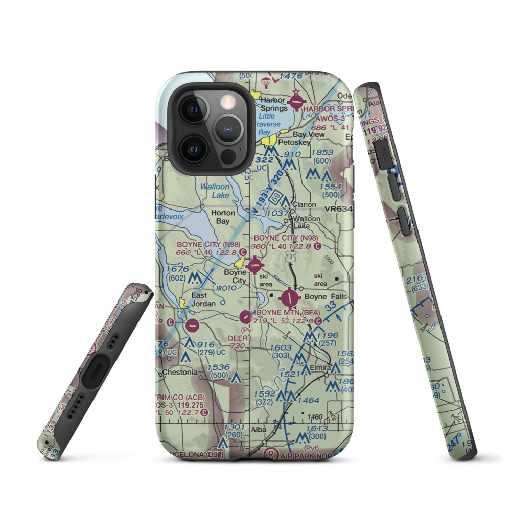Boyne City Municipal Airport (N98) VFR Sectional  Tough iPhone Case iPhone 12 Pro model shown