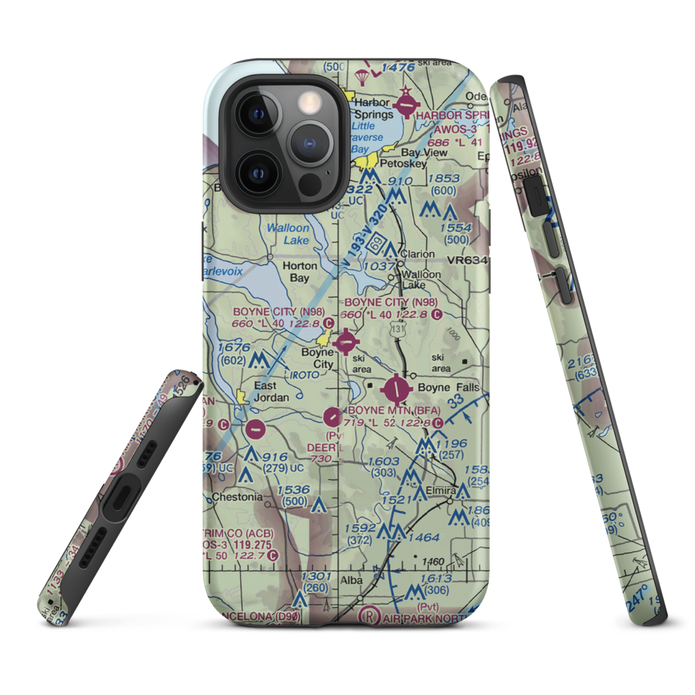 Boyne City Municipal Airport (N98) VFR Sectional  Tough iPhone Case iPhone 12 Pro Max model shown