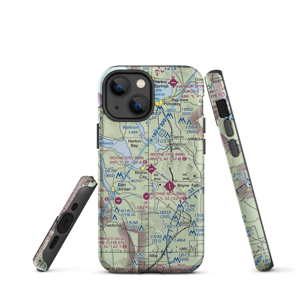 Boyne City Municipal Airport (N98) VFR Sectional  Tough iPhone Case iPhone 13 mini model shown