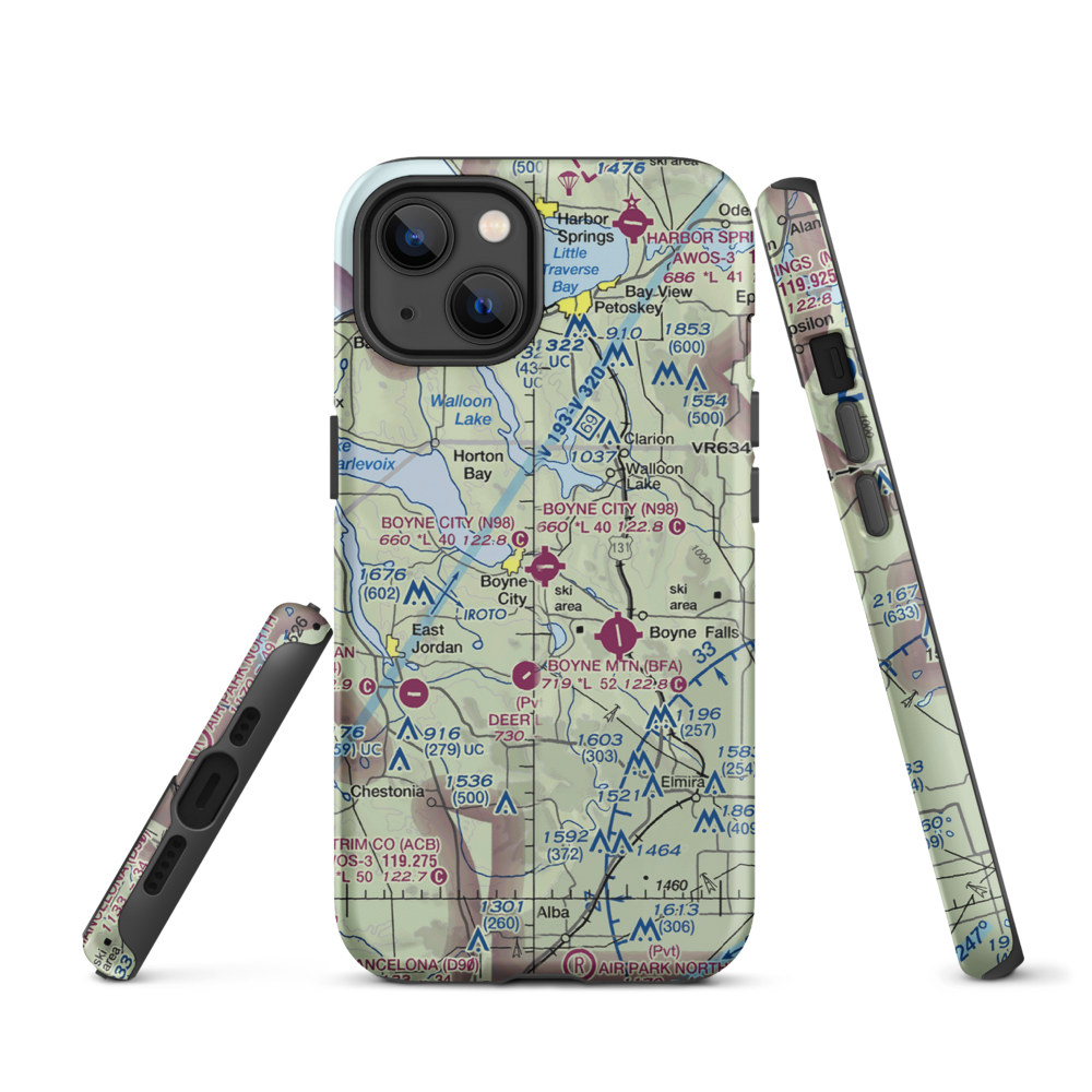 Boyne City Municipal Airport (N98) VFR Sectional  Tough iPhone Case iPhone 13 model shown