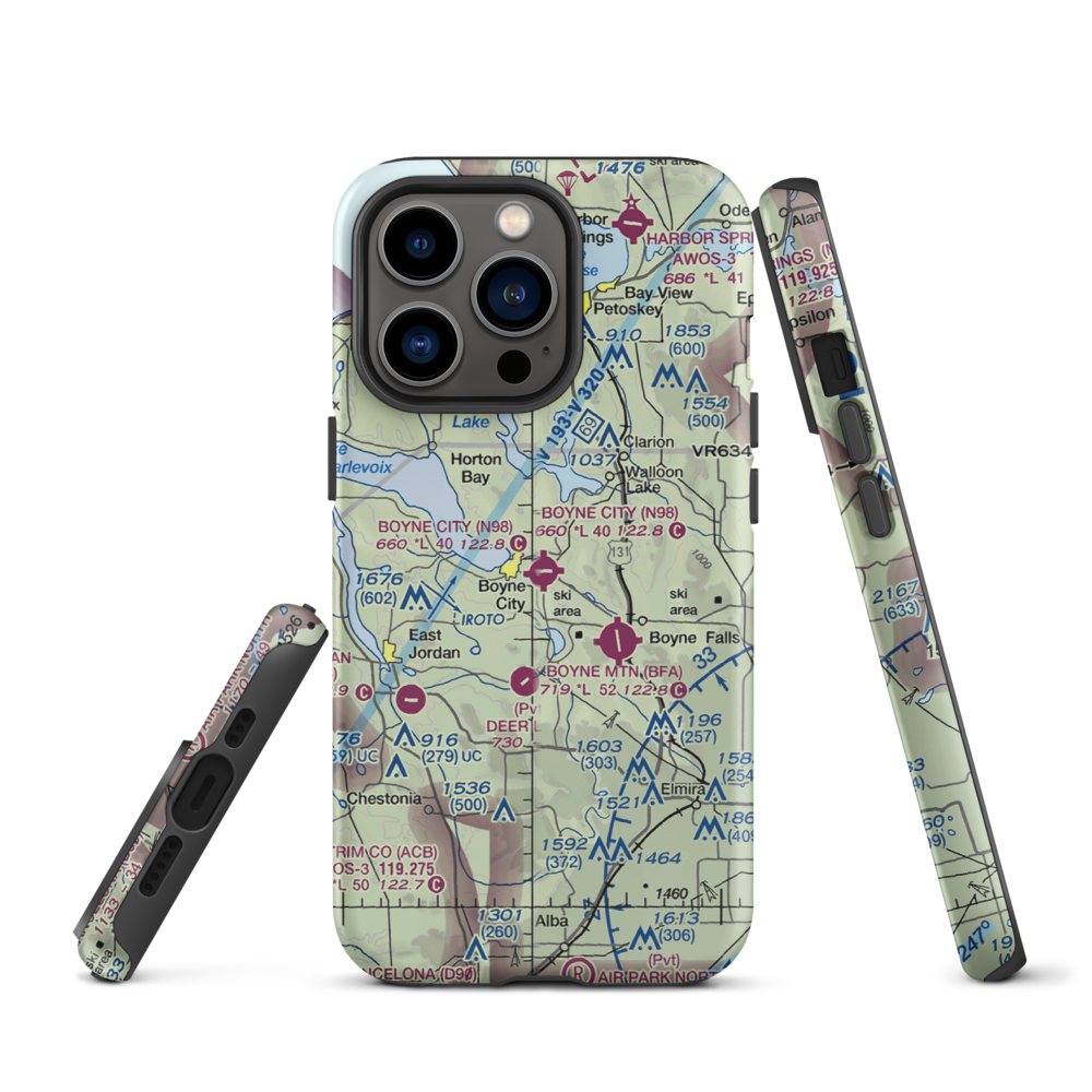 Boyne City Municipal Airport (N98) VFR Sectional  Tough iPhone Case iPhone 13 Pro model shown