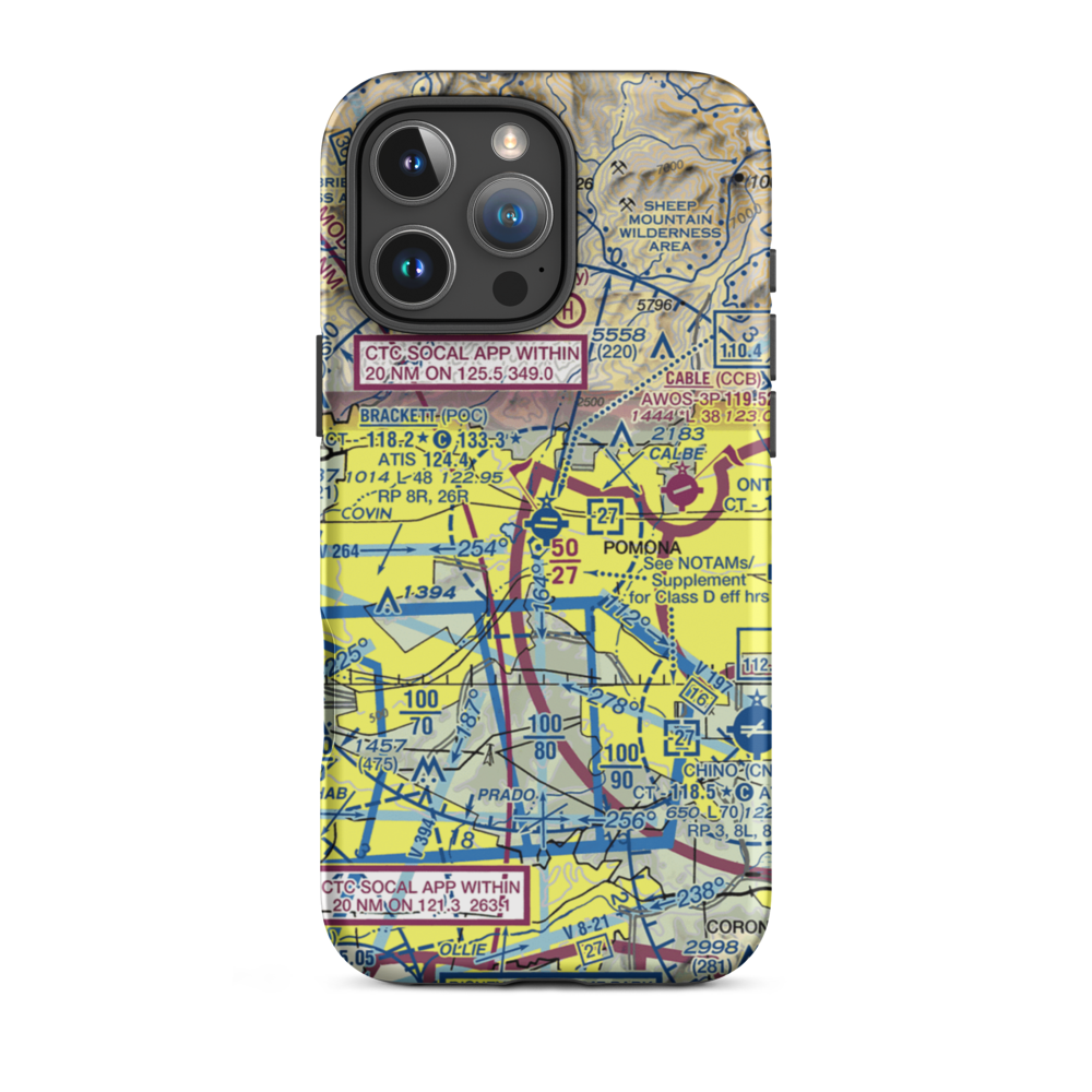 Brackett Field (POC) VFR Sectional  Tough iPhone Case iPhone 16 Pro Max model shown
