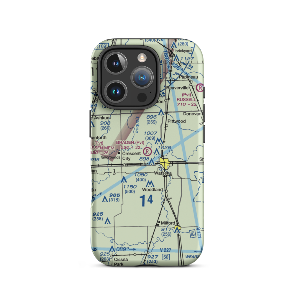 Braden Farms Airport (98LL) VFR Sectional  Tough iPhone Case iPhone 16 Pro model shown