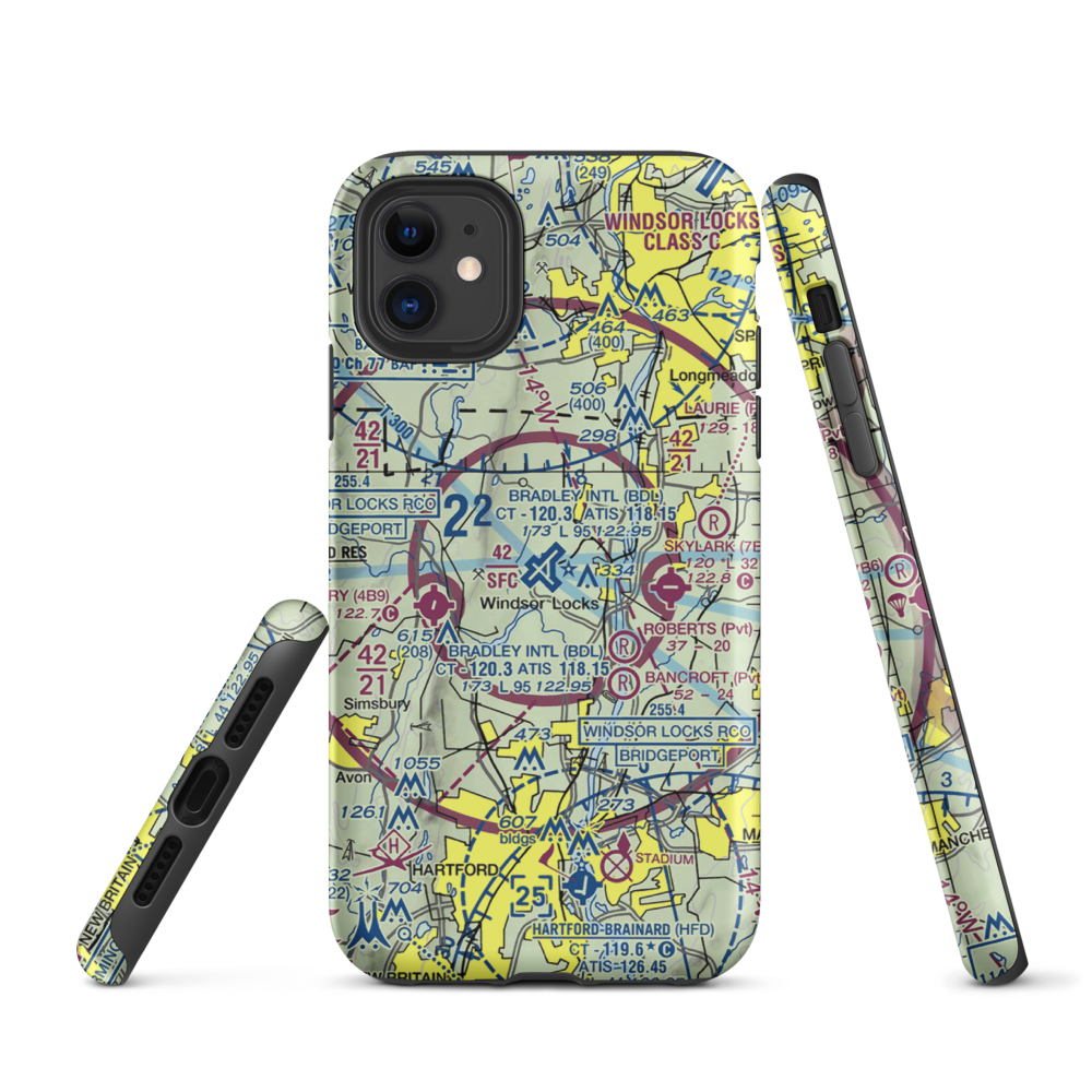 Bradley International Airport (BDL) VFR Sectional  Tough iPhone Case iPhone 11 model shown