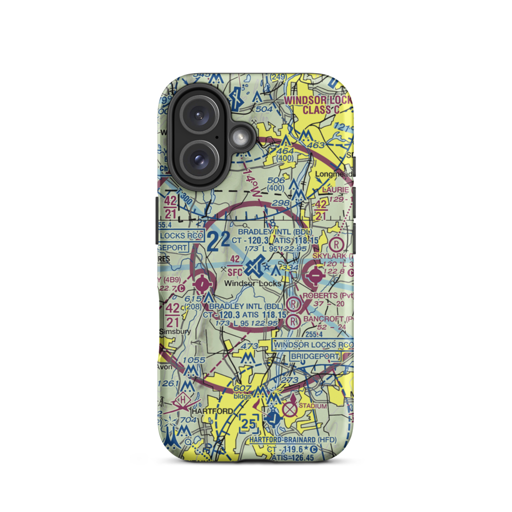 Bradley International Airport (BDL) VFR Sectional  Tough iPhone Case iPhone 16 model shown