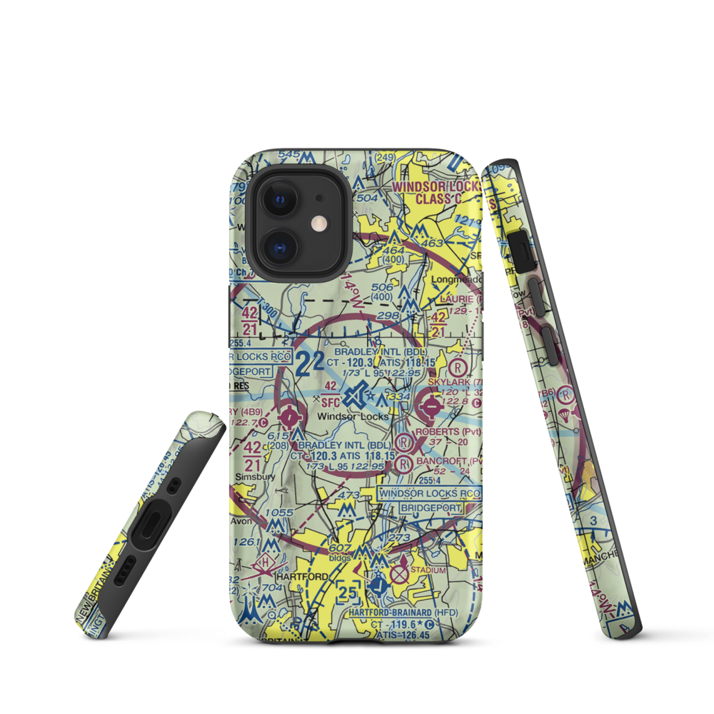 Bradley International Airport (BDL) VFR Sectional  Tough iPhone Case iPhone 12 mini model shown