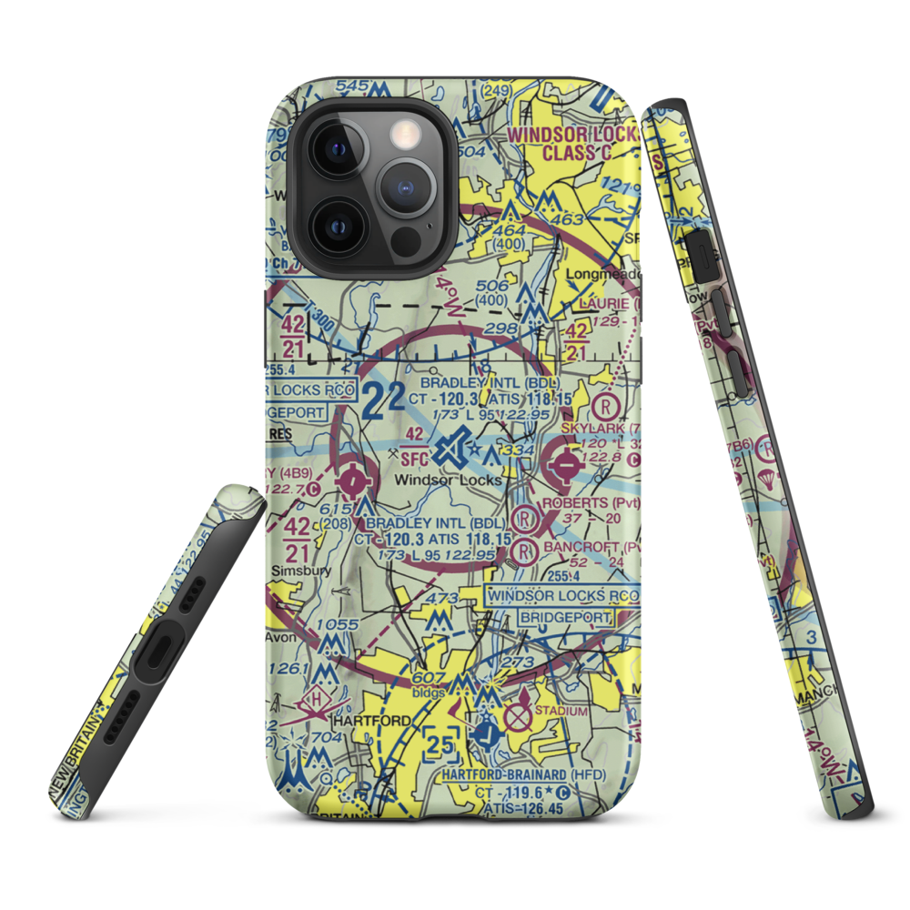 Bradley International Airport (BDL) VFR Sectional  Tough iPhone Case iPhone 12 Pro Max model shown