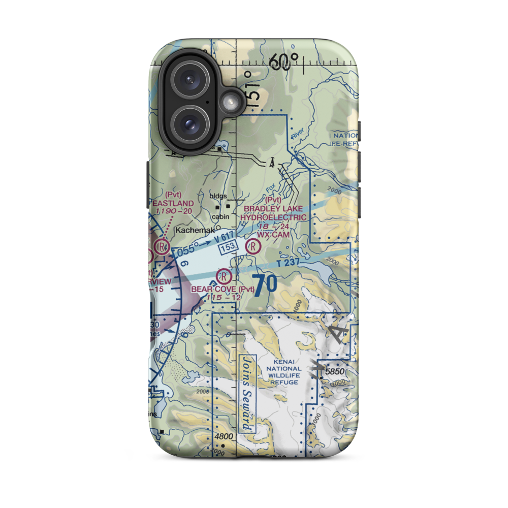 Bradley Lake Hydroelectri Project Airstrip (0AK7) VFR Sectional  Tough iPhone Case iPhone 16 Plus model shown