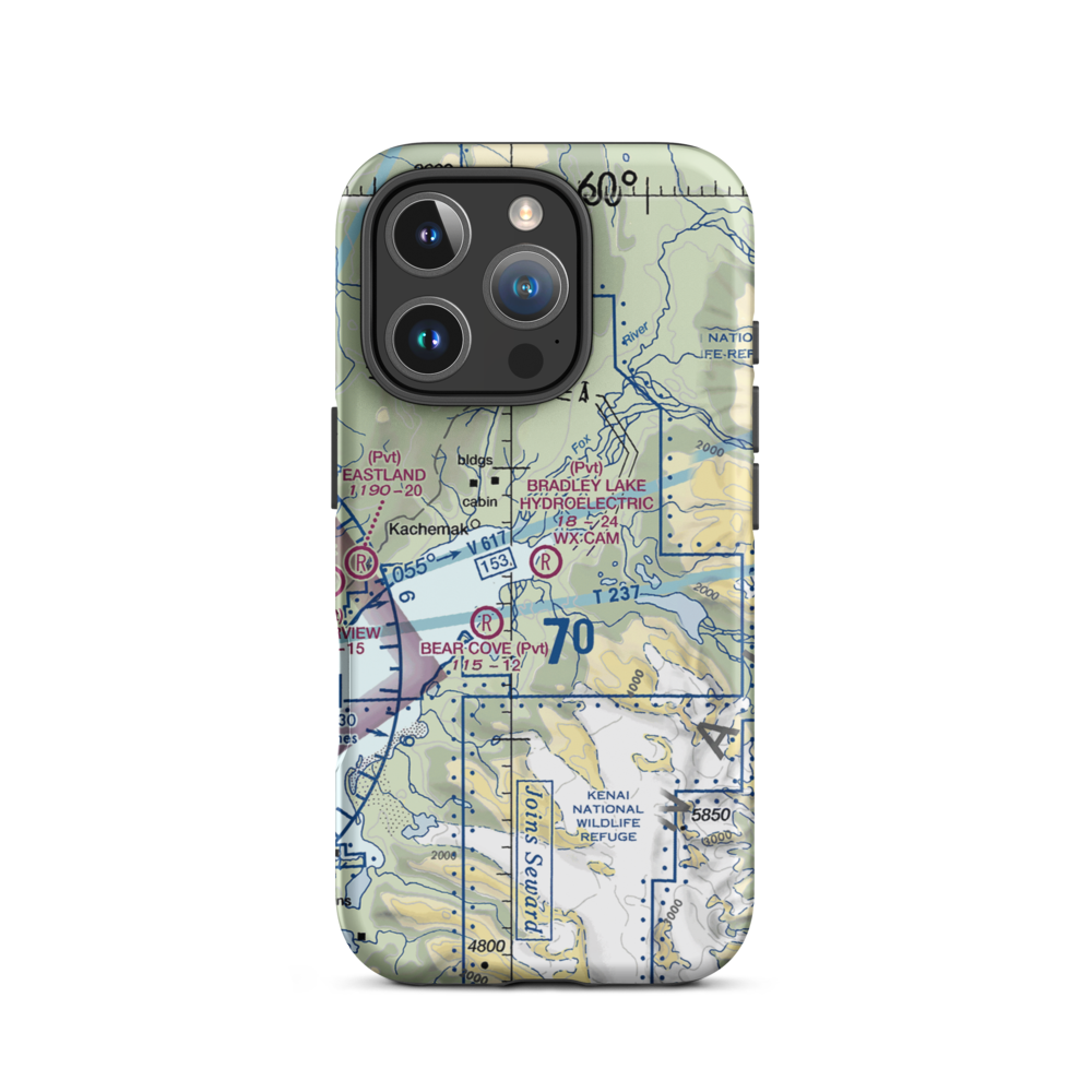 Bradley Lake Hydroelectri Project Airstrip (0AK7) VFR Sectional  Tough iPhone Case iPhone 16 Pro model shown