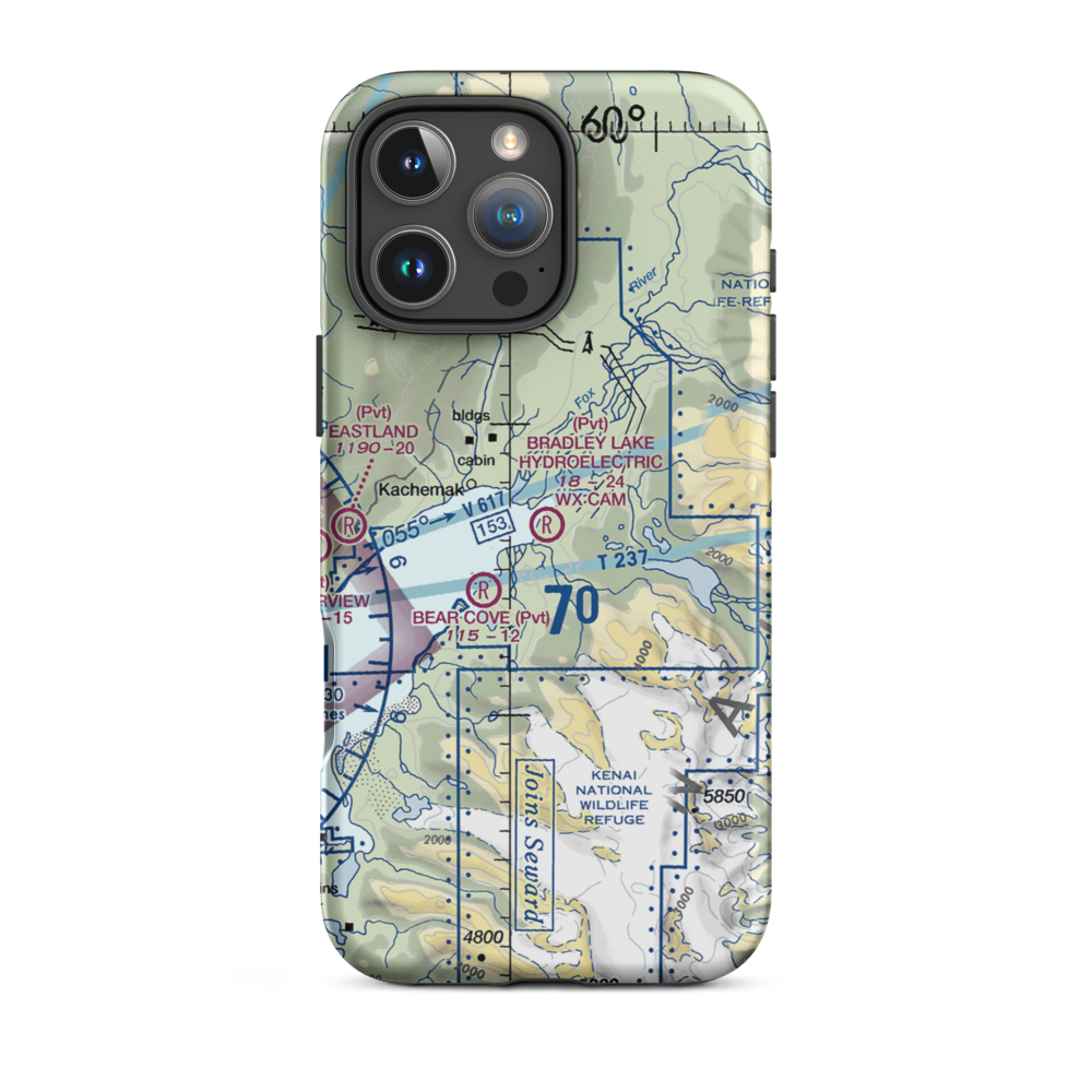 Bradley Lake Hydroelectri Project Airstrip (0AK7) VFR Sectional  Tough iPhone Case iPhone 16 Pro Max model shown