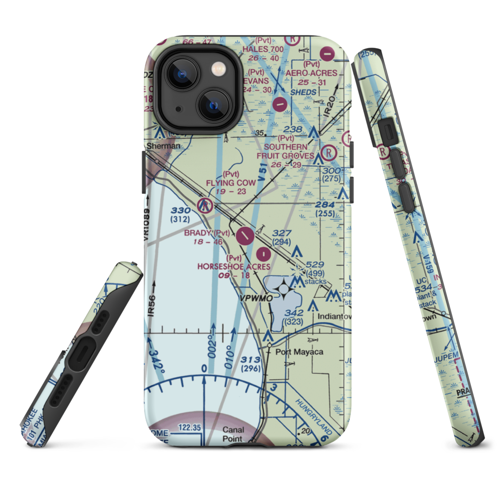 Brady Ranch Airport (80FD) VFR Sectional  Tough iPhone Case iPhone 14 Plus model shown