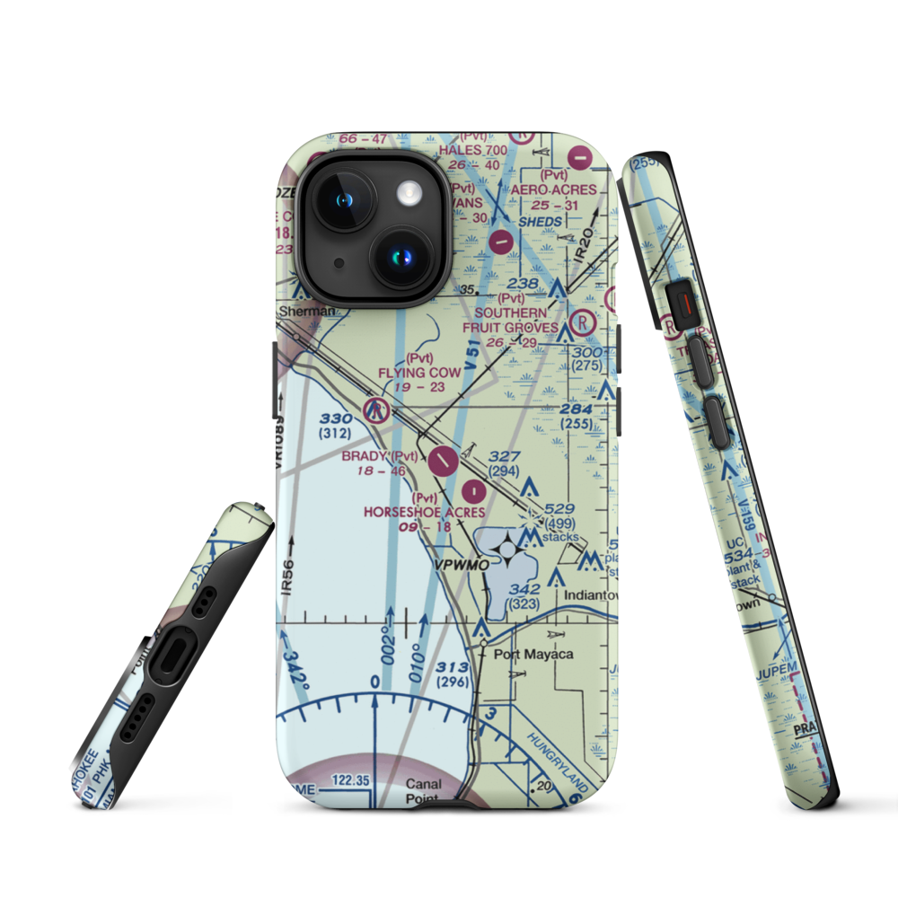 Brady Ranch Airport (80FD) VFR Sectional  Tough iPhone Case iPhone 15 model shown
