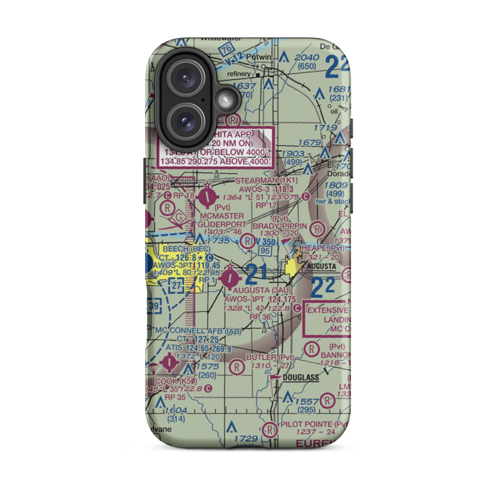 Brady-Pippin Airport (SN20) VFR Sectional  Tough iPhone Case iPhone 16 Plus model shown