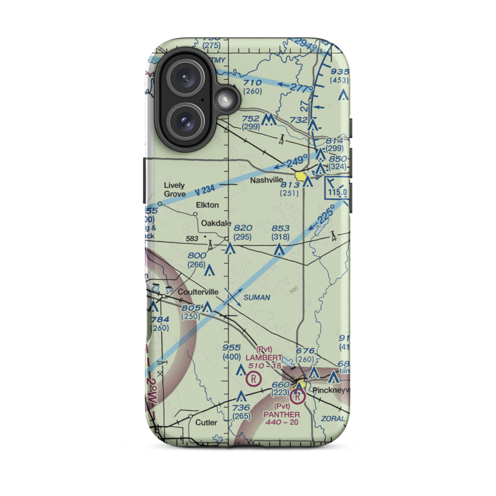 Brammeier Airport (7LL9) VFR Sectional  Tough iPhone Case iPhone 16 Plus model shown