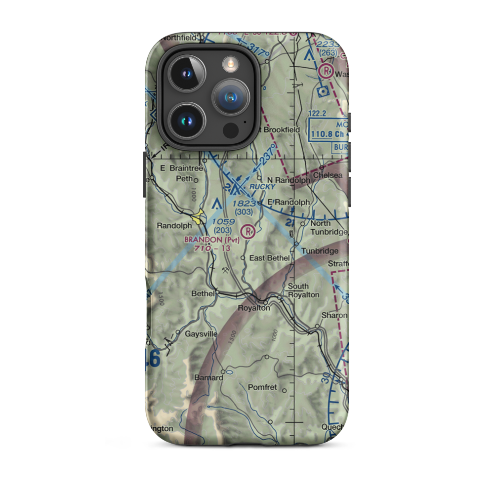 Brandon Airport (VT55) VFR Sectional  Tough iPhone Case iPhone 16 Pro Max model shown