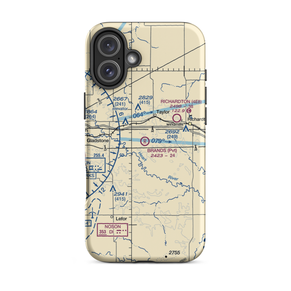 Brands Airport (ND62) VFR Sectional  Tough iPhone Case iPhone 16 Plus model shown