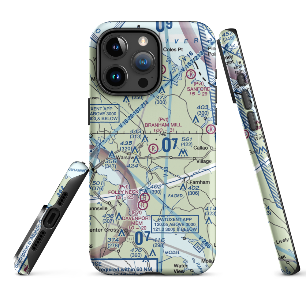 Branham Mill Airpark (VG29) VFR Sectional  Tough iPhone Case iPhone 15 Pro Max model shown