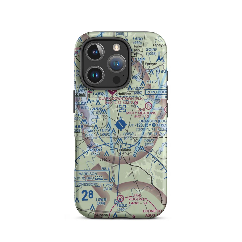 Branson Airport (BBG) VFR Sectional  Tough iPhone Case iPhone 16 Pro model shown