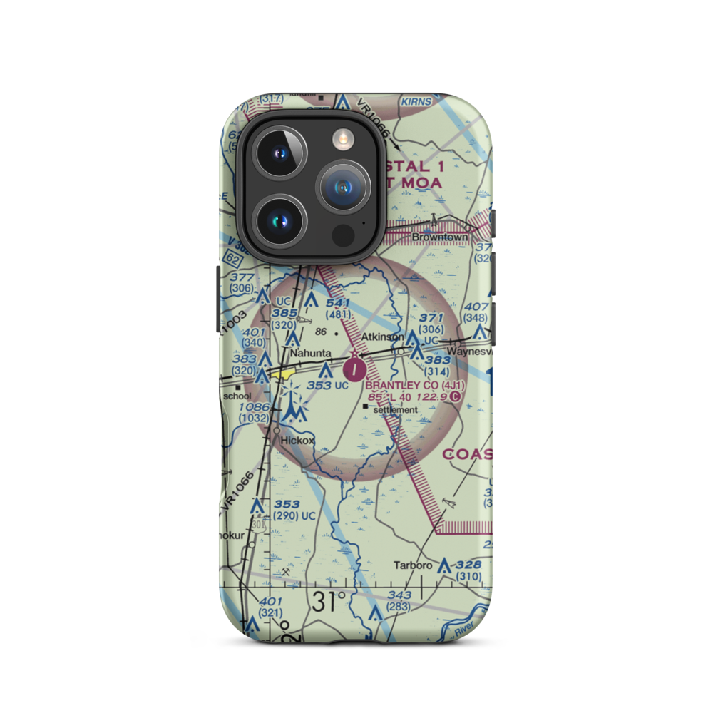 Brantley County Airport (4J1) VFR Sectional  Tough iPhone Case iPhone 16 Pro model shown