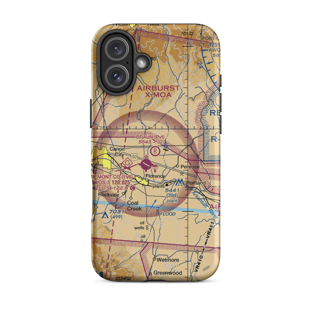 Braun Airport (32CO) VFR Sectional  Tough iPhone Case iPhone 16 Plus model shown