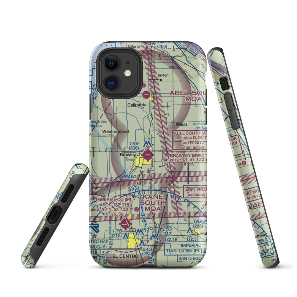 Brawley Municipal Airport (BWC) VFR Sectional  Tough iPhone Case iPhone 11 model shown
