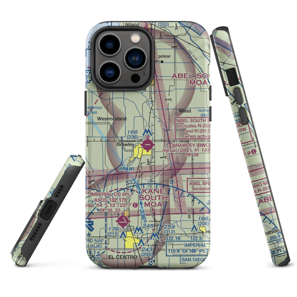 Brawley Municipal Airport (BWC) VFR Sectional  Tough iPhone Case iPhone 13 Pro Max model shown