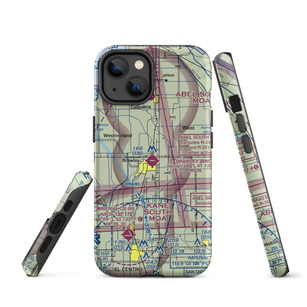 Brawley Municipal Airport (BWC) VFR Sectional  Tough iPhone Case iPhone 14 model shown