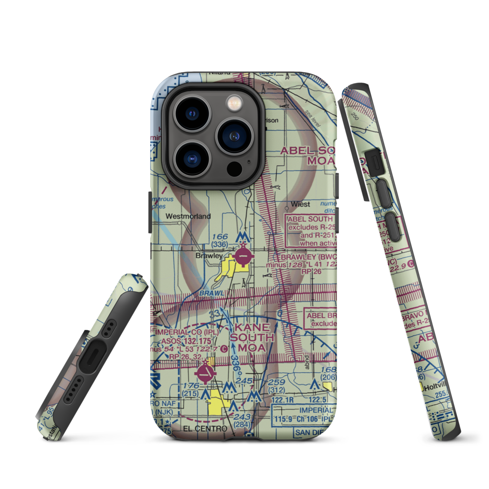 Brawley Municipal Airport (BWC) VFR Sectional  Tough iPhone Case iPhone 14 Pro model shown