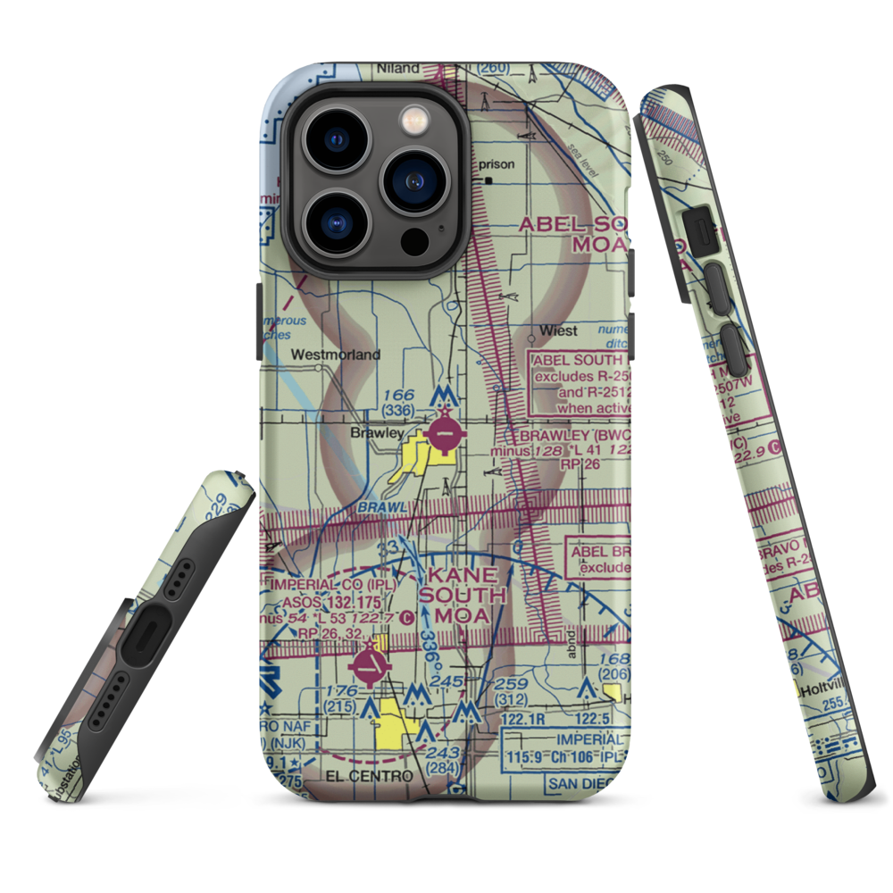 Brawley Municipal Airport (BWC) VFR Sectional  Tough iPhone Case iPhone 14 Pro Max model shown
