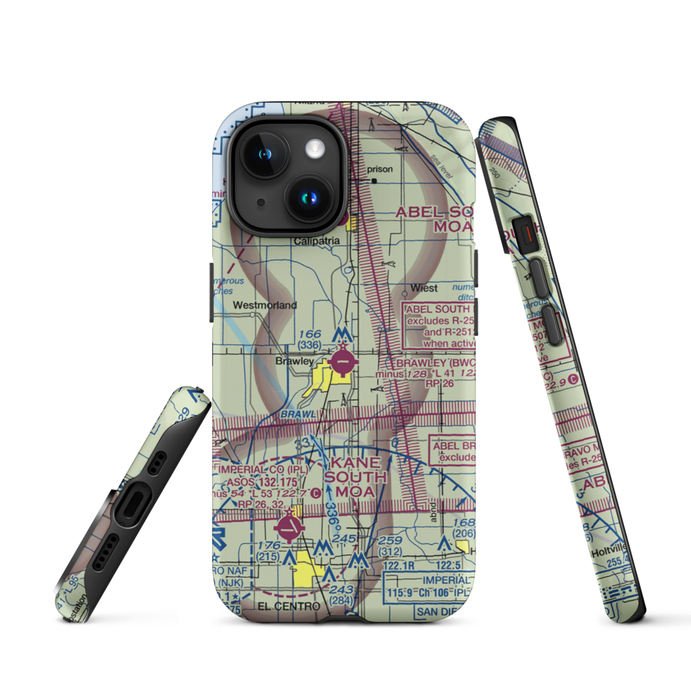 Brawley Municipal Airport (BWC) VFR Sectional  Tough iPhone Case iPhone 15 model shown